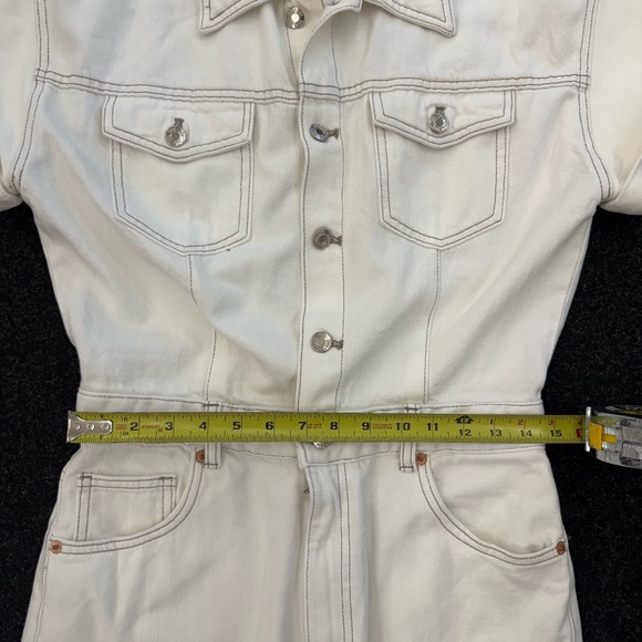 Zara White Denim Jumpsuit Size Medium (NWT) - Picture 4 of 7